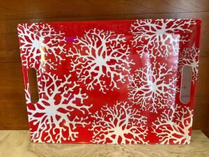 Kim Seybert Red Coral Melamine Serving Tray